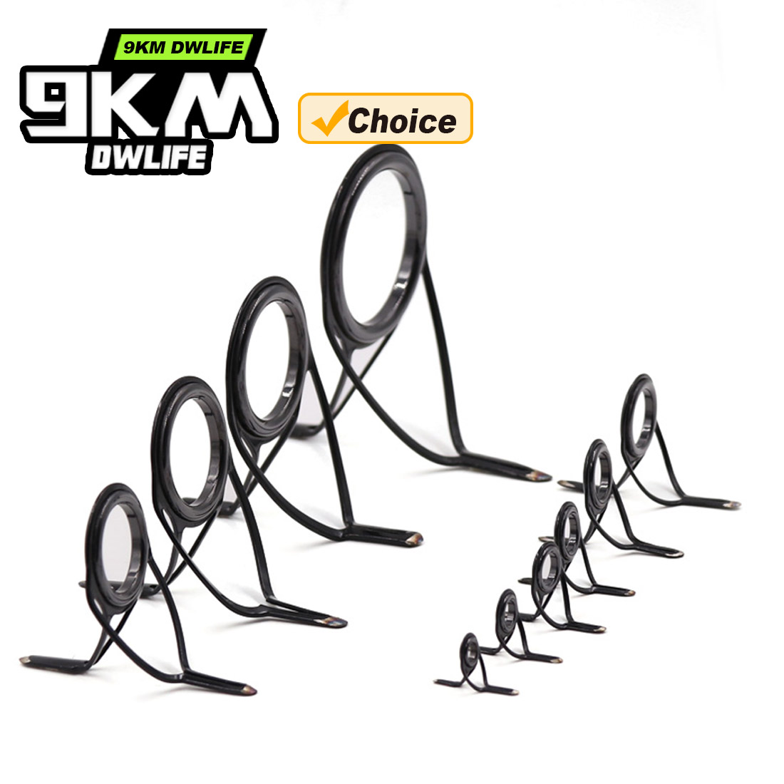 Fishing Rod Guide Replacement - 9KM OB Gebogenes Rutenführungsset 10-teilig Doppel-Fuß-Angelrutenführungen