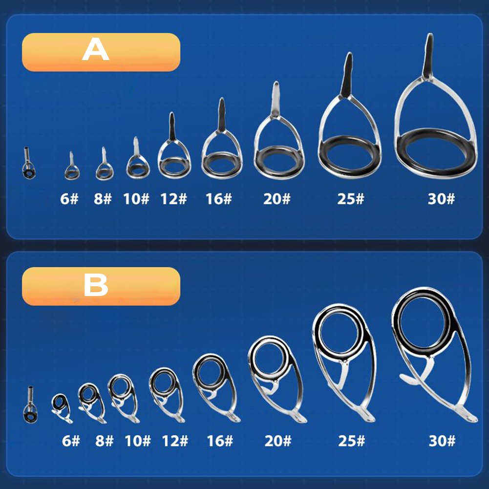 Fishing Rod Tip Replacement - 9-teiliges Angelrutenführung, Keramikringe, Ersatz für Angelruten-Oberring,