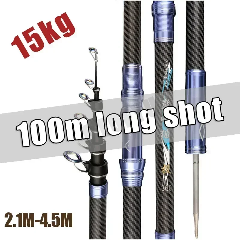 Fishing Rod Surf - Beste Teleskop-Angelrute, tragbar, drehbar, 2,4 m,