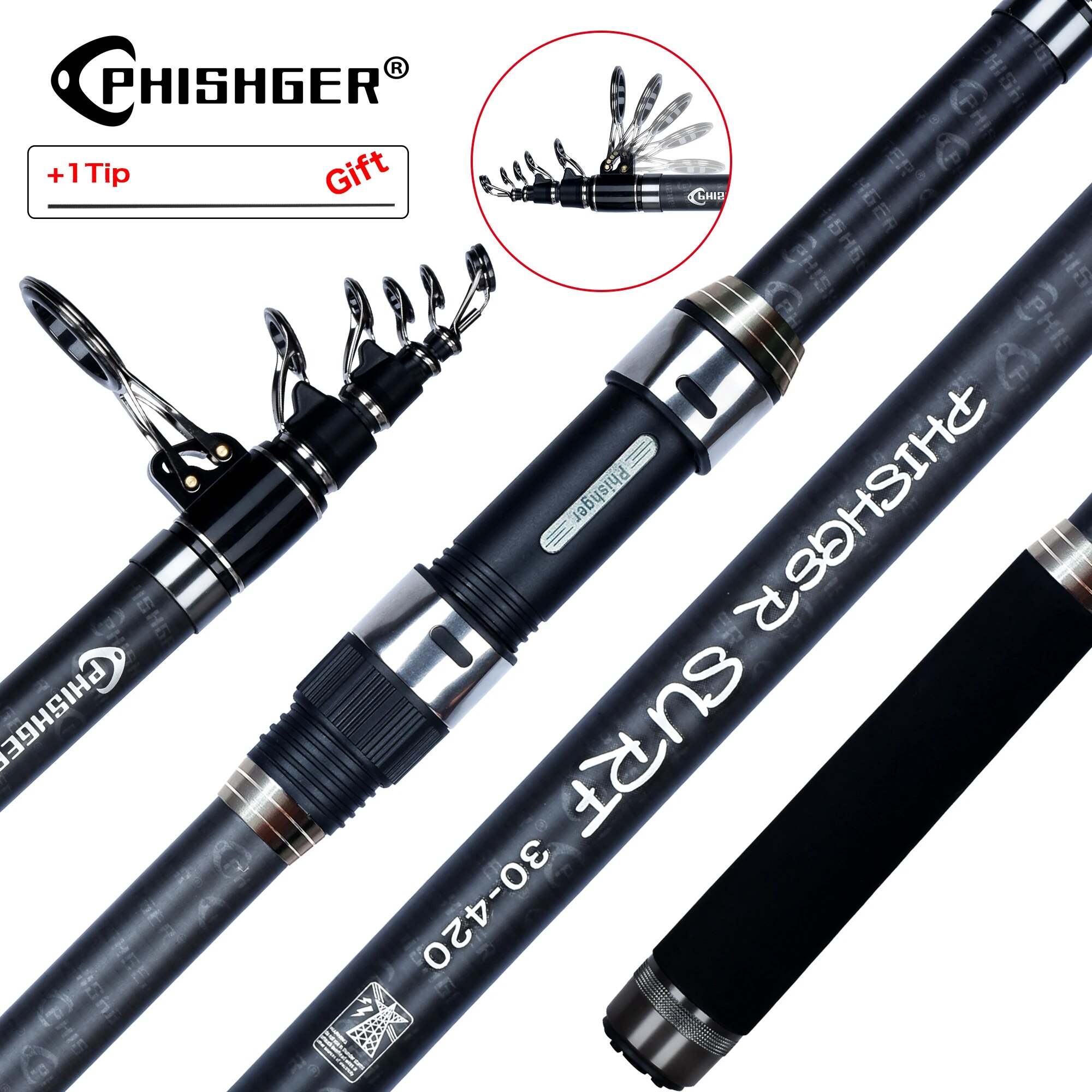 PHISHGER Teleskop-Surf-Spinnru – Fishing Rod Surf Bewertung und Preis